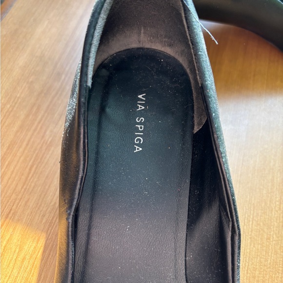 Vintage Via Spiga Block Heel Black Leather Pointed Toe Pumps - Picture 5 of 7